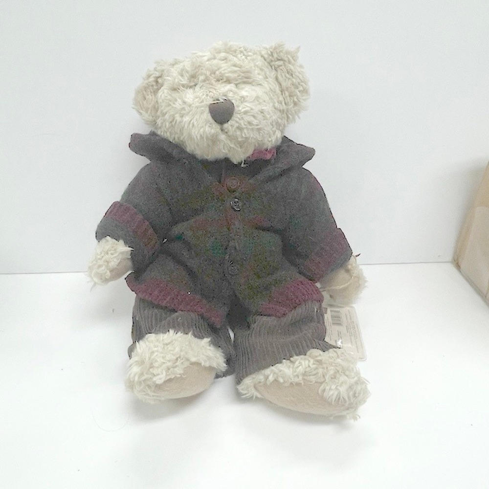 Russ Berrie Plush Teddy Bear Cream Sherpa Winter Sweater Corduroy Pants Vintage